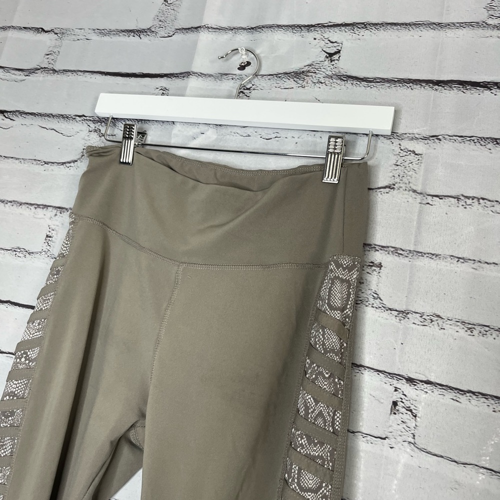BSP Tan Ribbed Leggings Size L High-Waisted Stretchy Activewear Yoga Athletic - Picture 6 of 13
